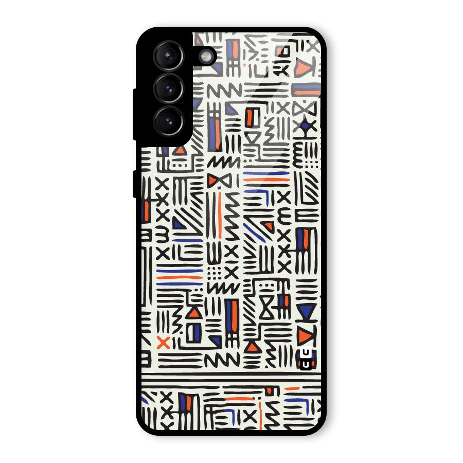 Orange Blue Number Glass Back Case for Galaxy S21 Plus