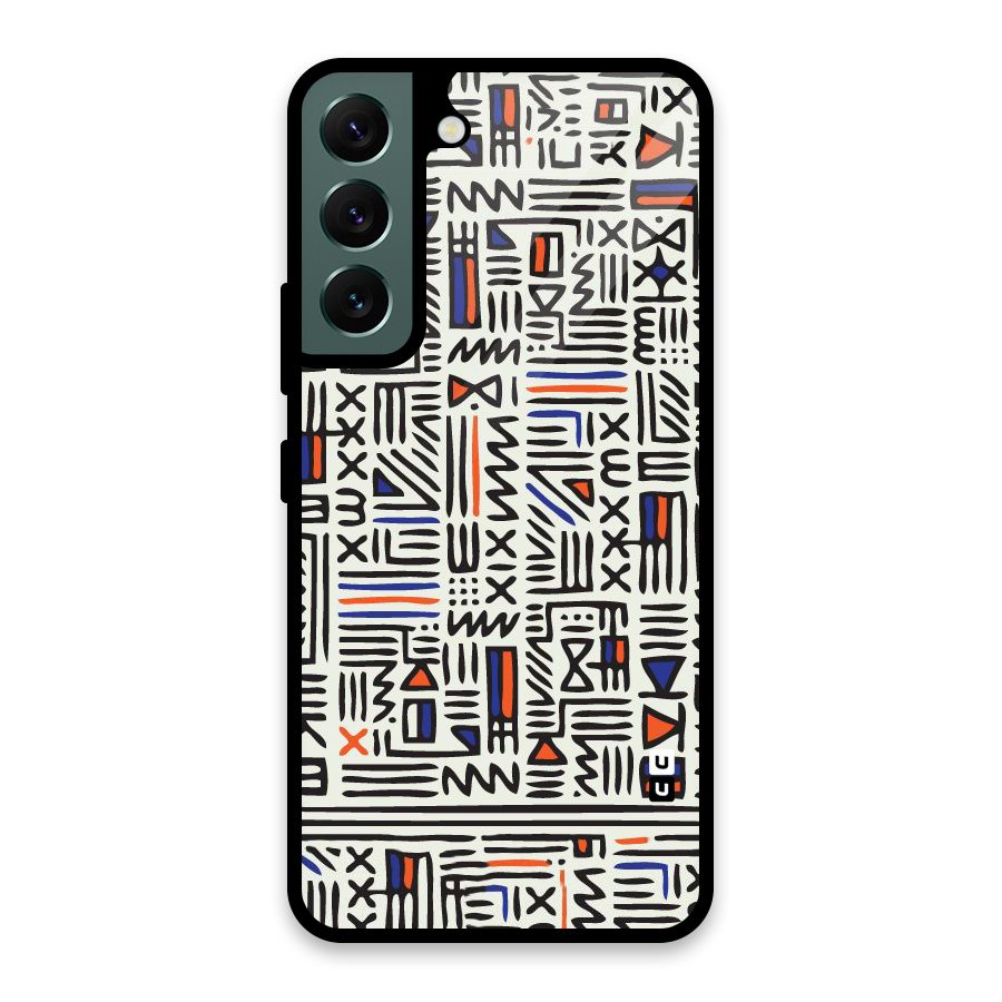 Orange Blue Number Glass Back Case for Galaxy S22 5G