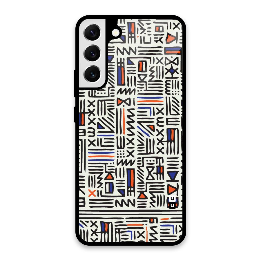 Orange Blue Number Glass Back Case for Galaxy S22 Plus 5G
