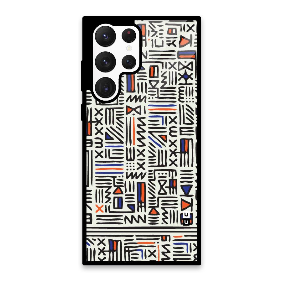 Orange Blue Number Glass Back Case for Galaxy S22 Ultra 5G