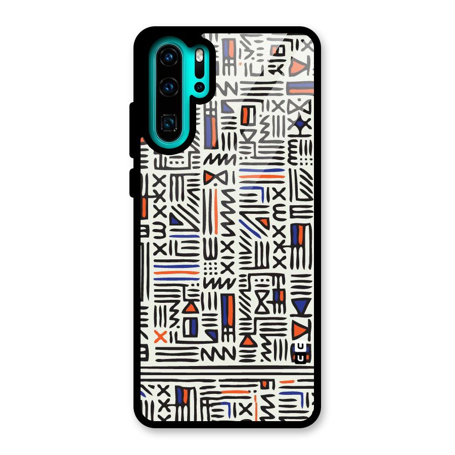 Orange Blue Number Glass Back Case for Huawei P30 Pro