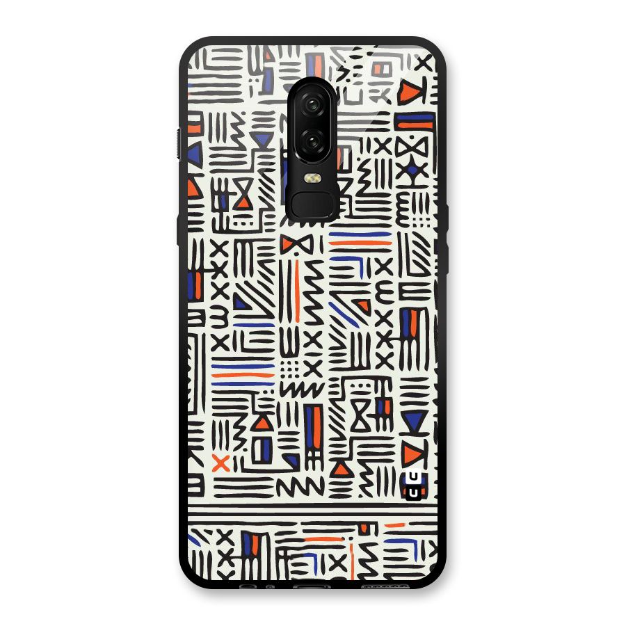 Orange Blue Number Glass Back Case for OnePlus 6