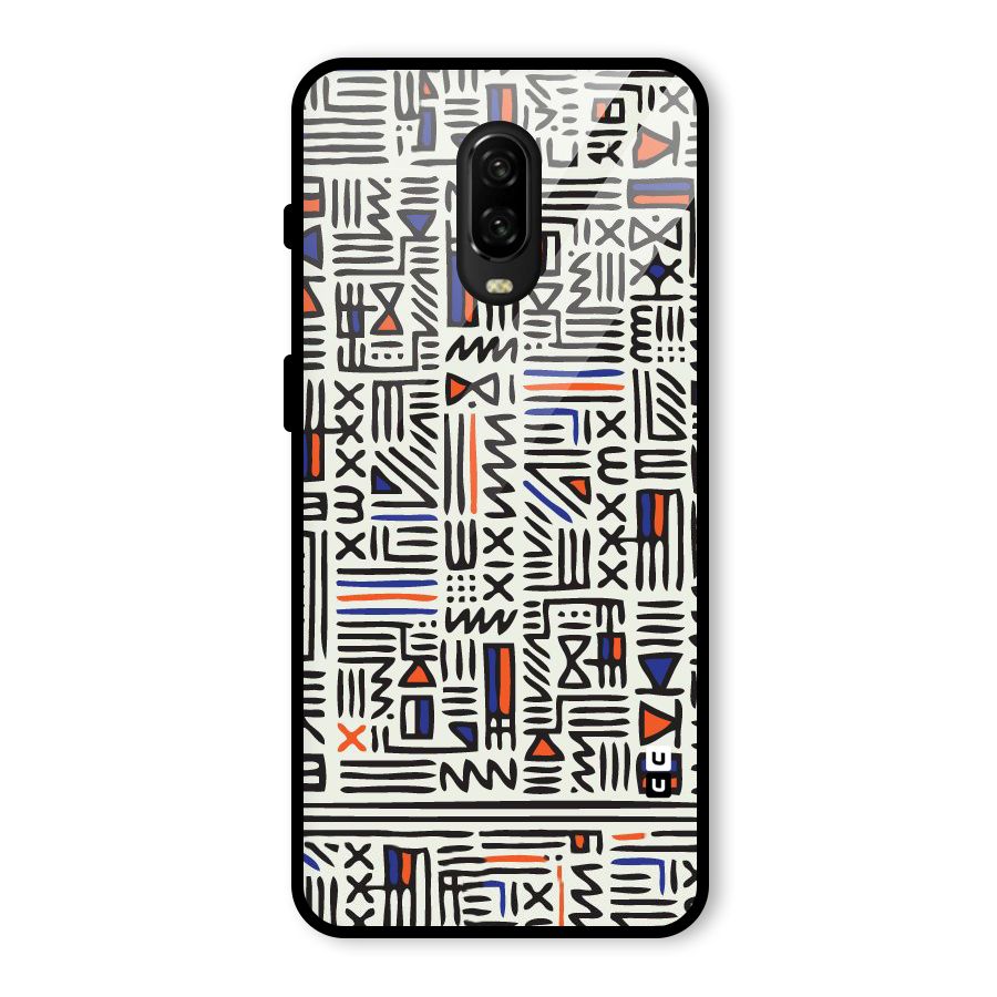 Orange Blue Number Glass Back Case for OnePlus 6T