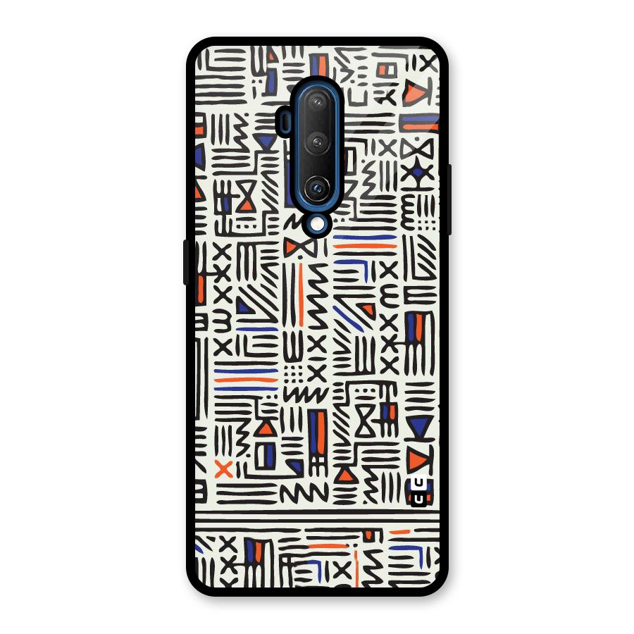Orange Blue Number Glass Back Case for OnePlus 7T Pro