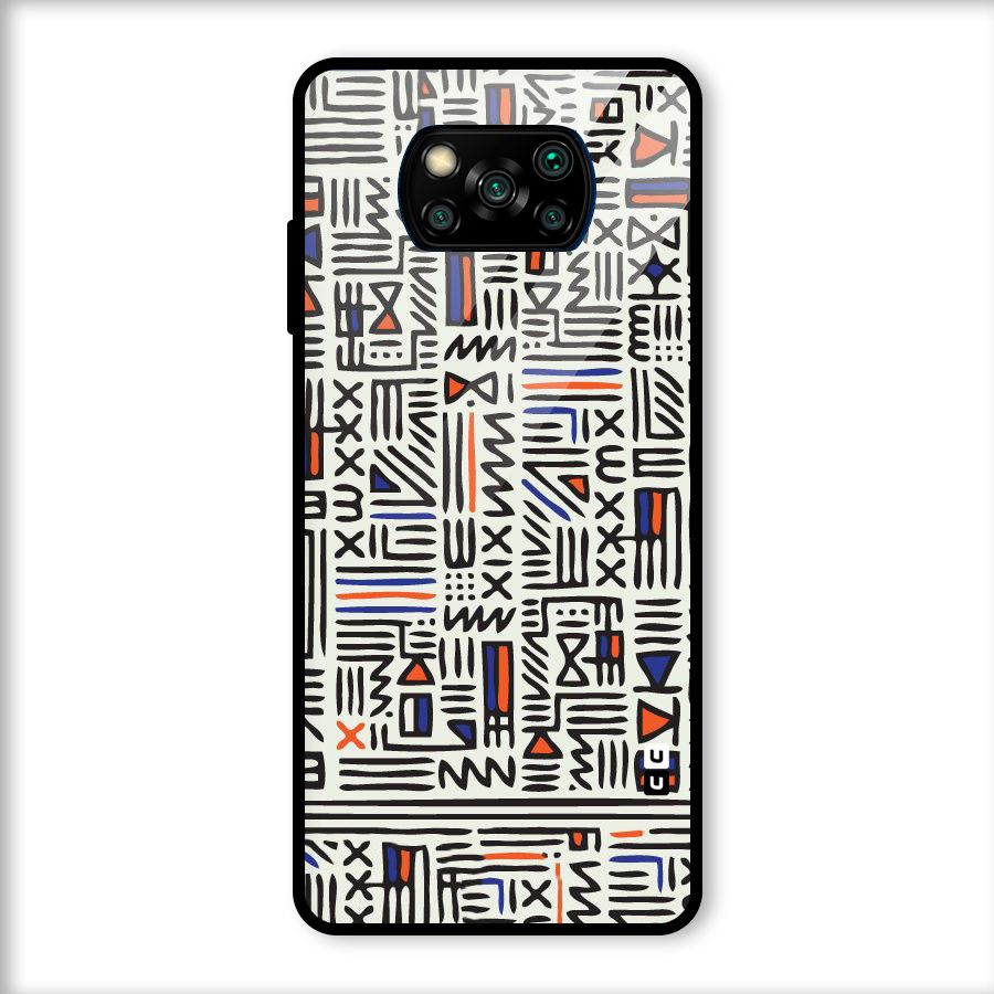 Orange Blue Number Glass Back Case for Poco X3