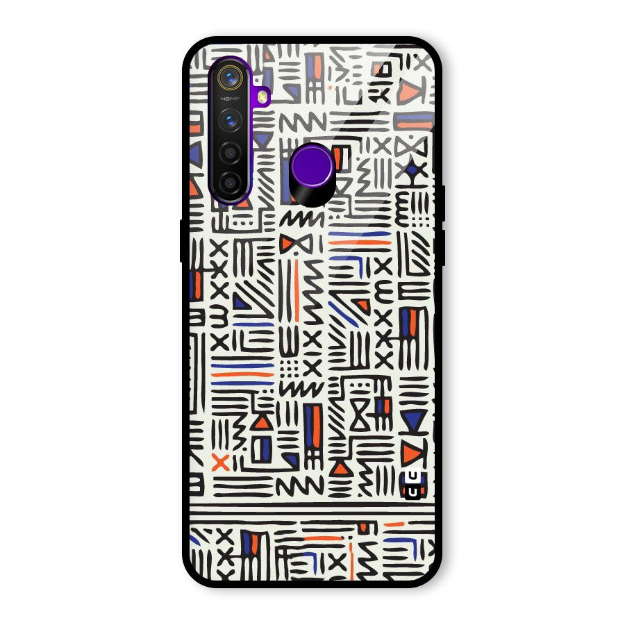 Orange Blue Number Glass Back Case for Realme 5 Pro
