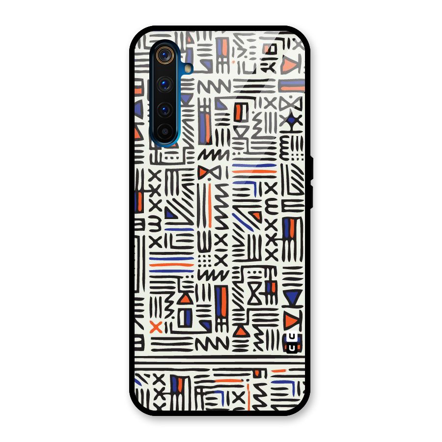 Orange Blue Number Glass Back Case for Realme 6 Pro