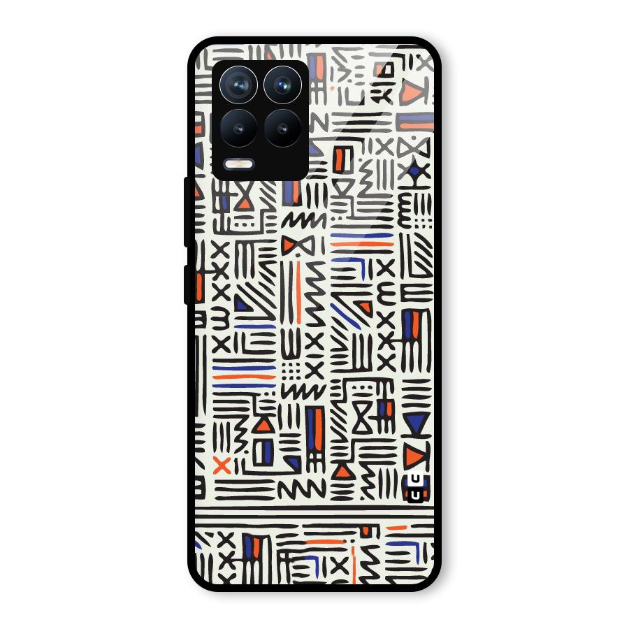 Orange Blue Number Glass Back Case for Realme 8 Pro