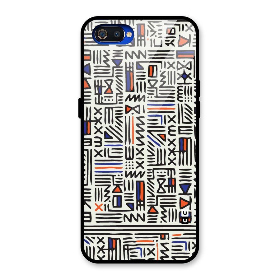 Orange Blue Number Glass Back Case for Realme C2