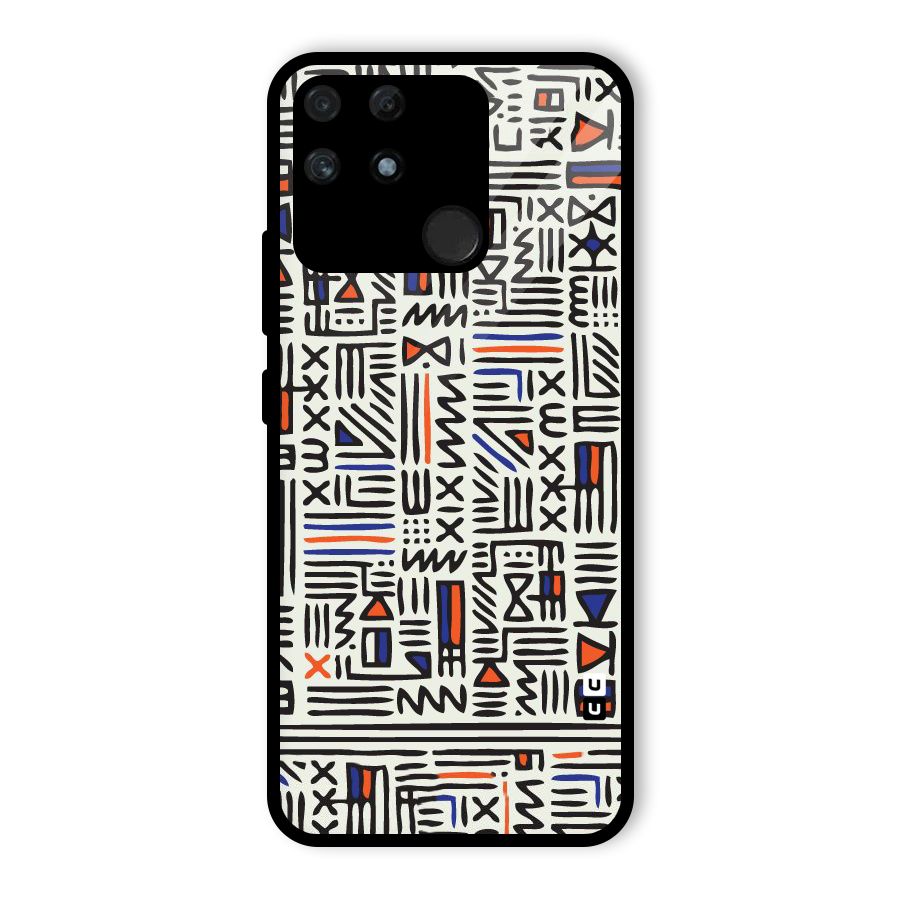 Orange Blue Number Glass Back Case for Realme Narzo 50A