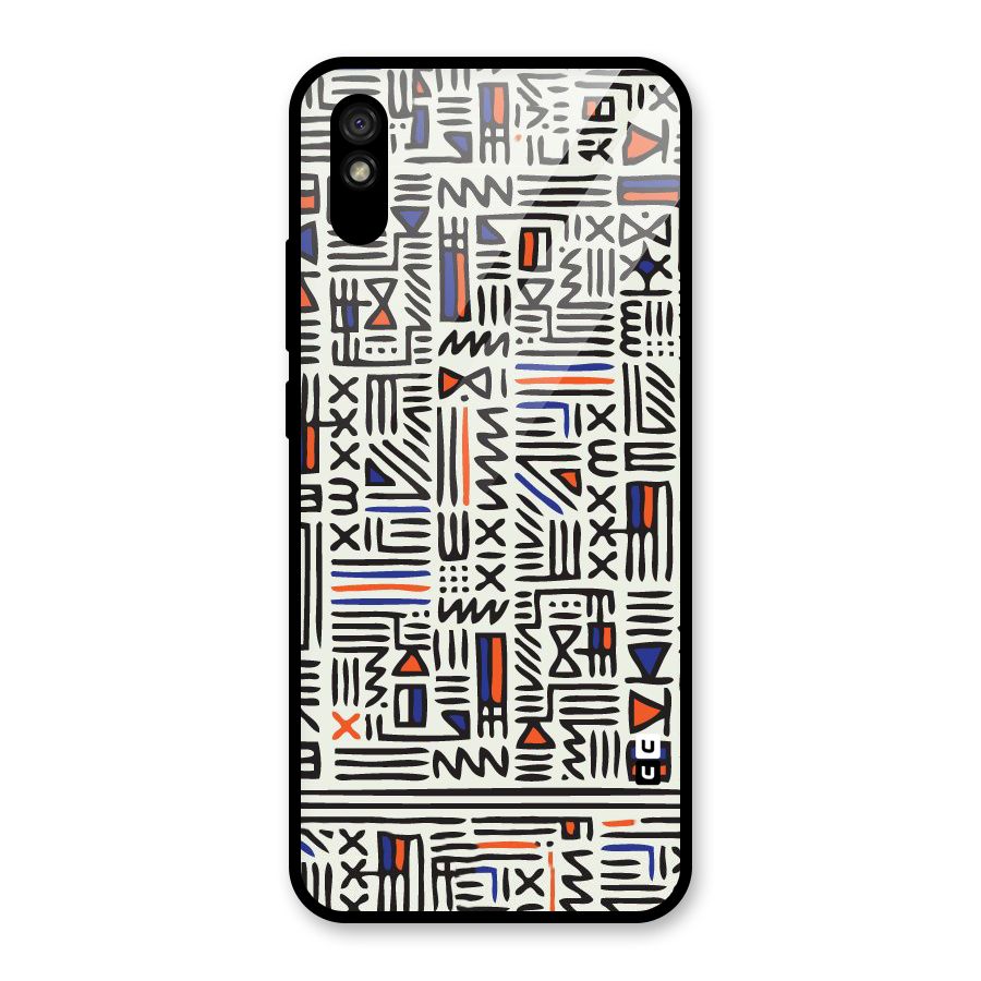 Orange Blue Number Glass Back Case for Redmi 9A