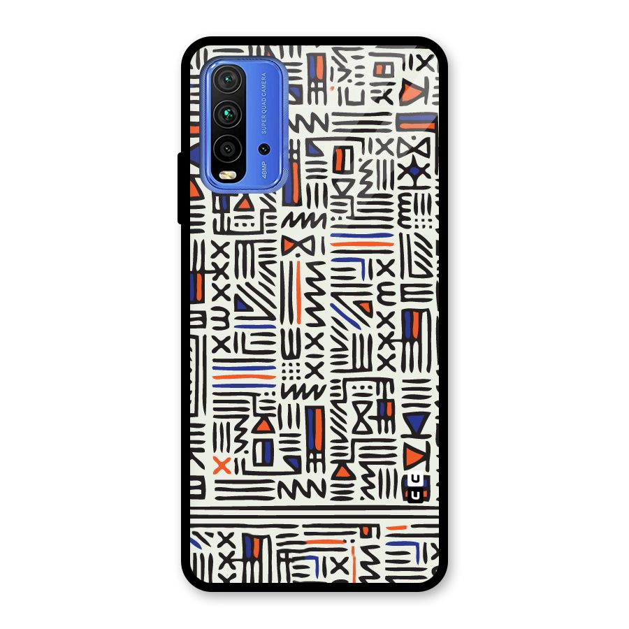Orange Blue Number Glass Back Case for Redmi 9 Power