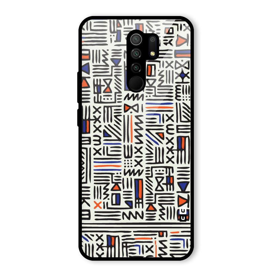 Orange Blue Number Glass Back Case for Redmi 9 Prime