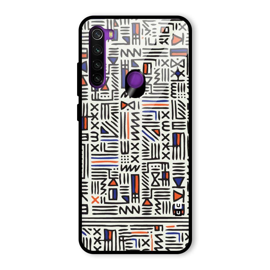 Orange Blue Number Glass Back Case for Redmi Note 8
