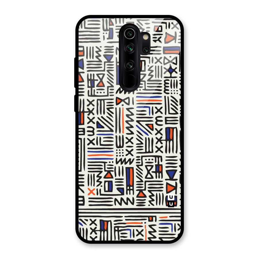 Orange Blue Number Glass Back Case for Redmi Note 8 Pro