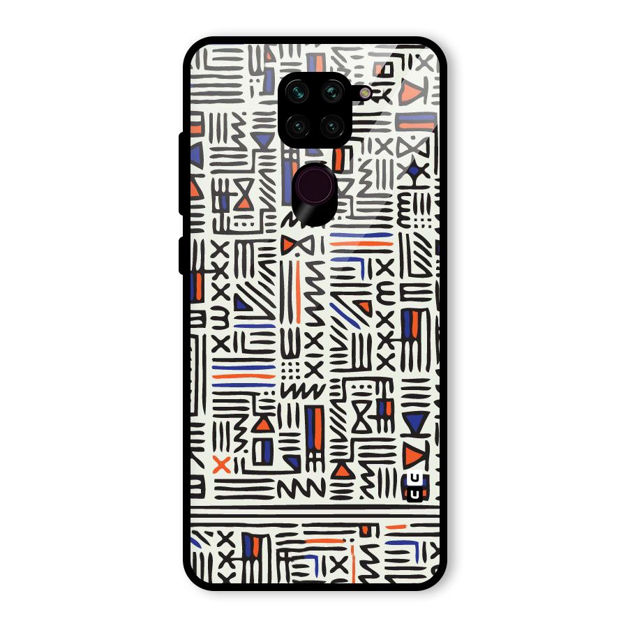 Orange Blue Number Glass Back Case for Redmi Note 9