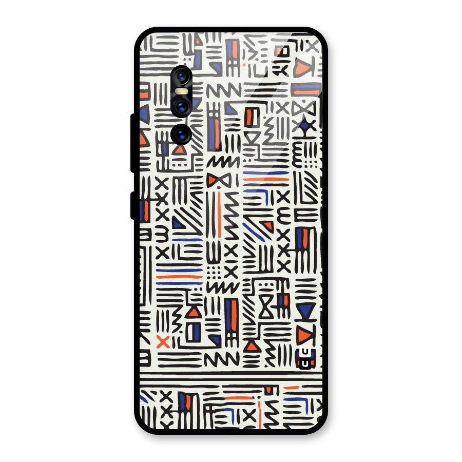 Orange Blue Number Glass Back Case for Vivo V15 Pro