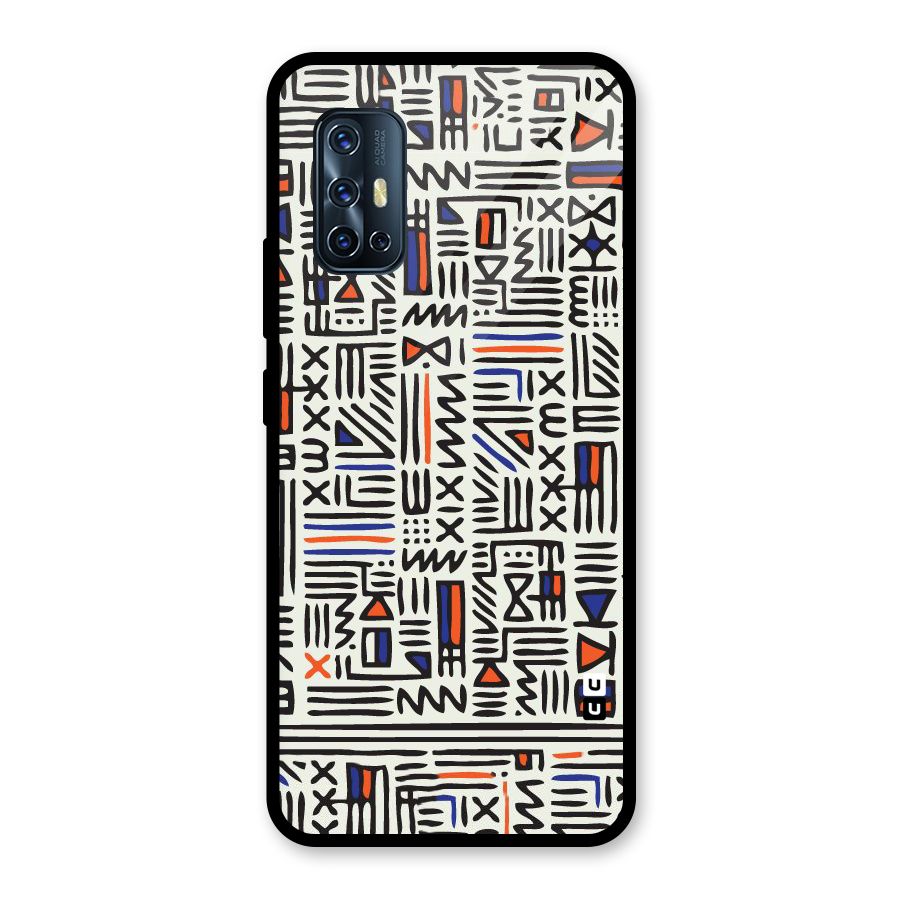 Orange Blue Number Glass Back Case for Vivo V17