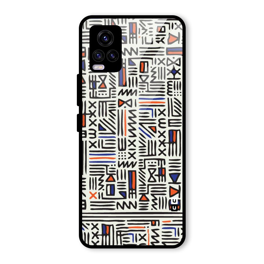 Orange Blue Number Glass Back Case for Vivo V20