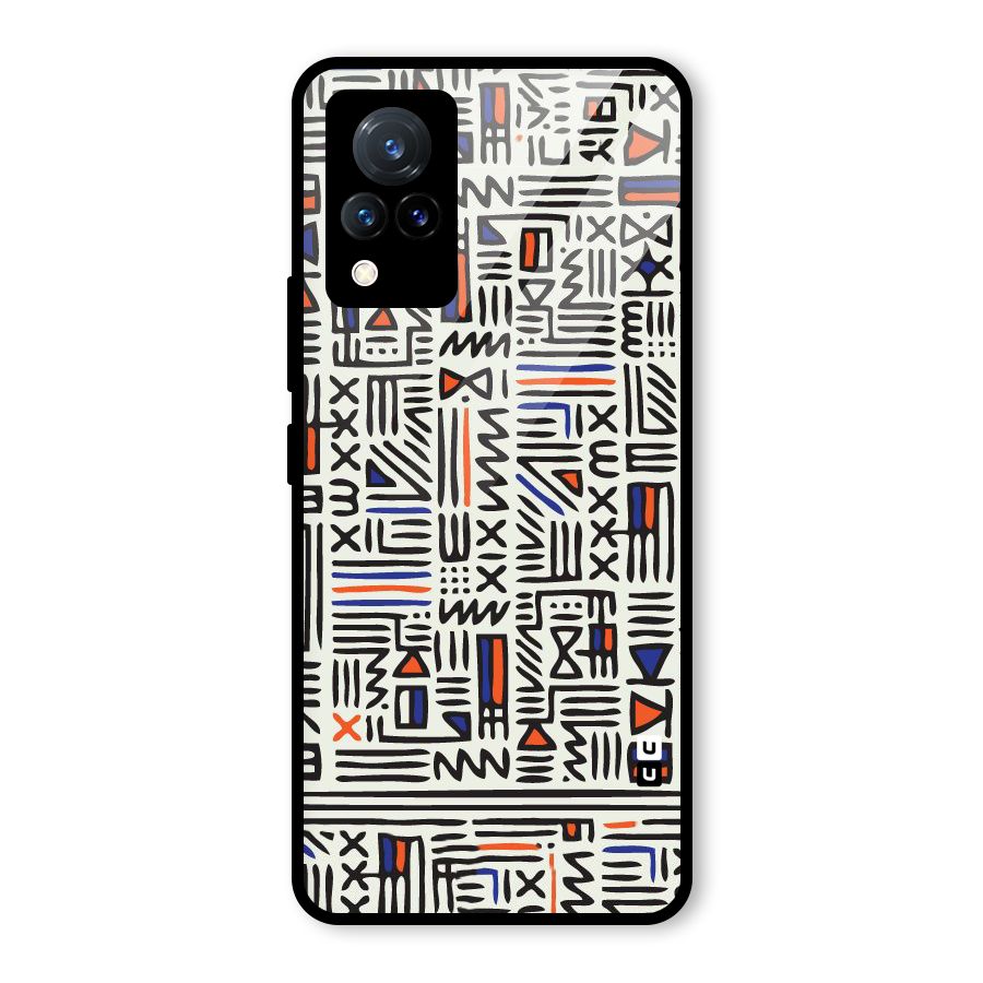 Orange Blue Number Glass Back Case for Vivo V21 5G