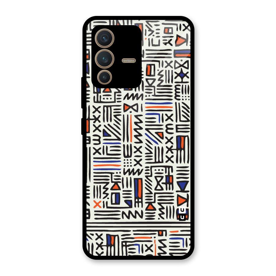 Orange Blue Number Glass Back Case for Vivo V23 5G