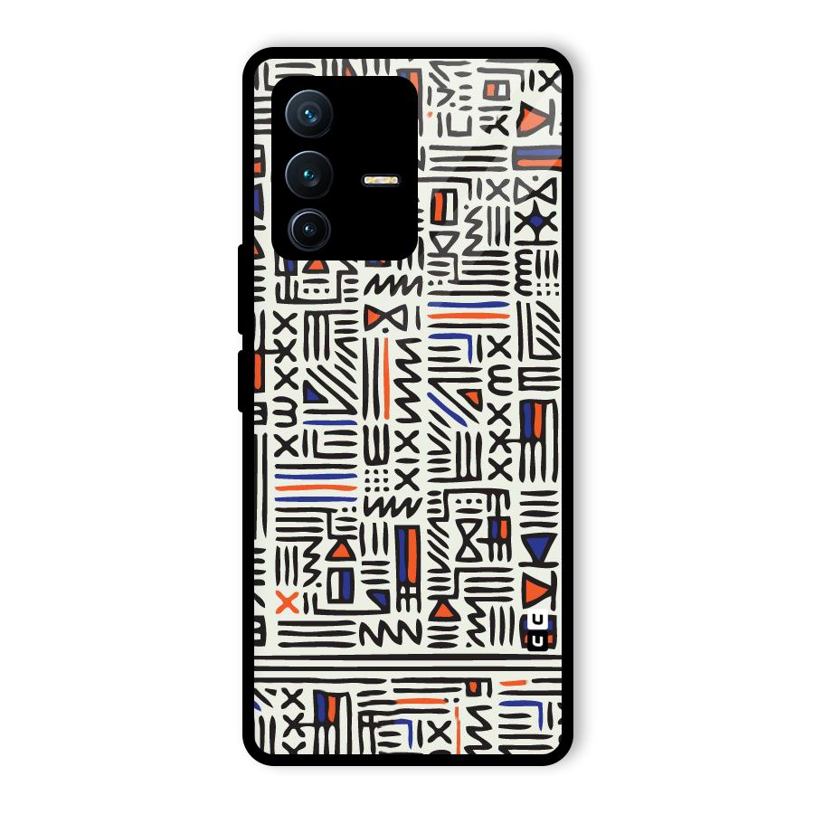 Orange Blue Number Glass Back Case for Vivo V23 Pro