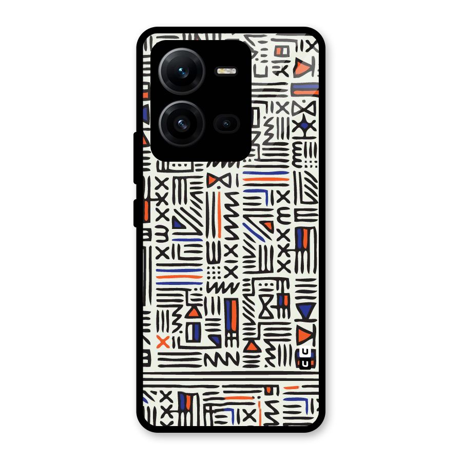 Orange Blue Number Glass Back Case for Vivo V25
