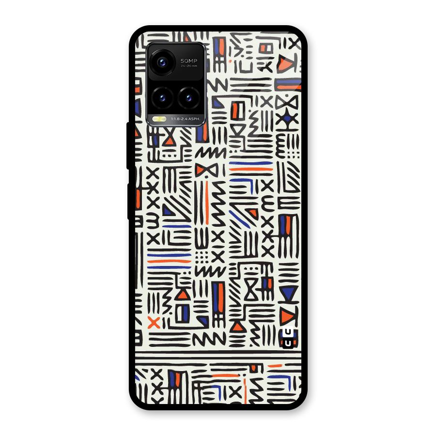 Orange Blue Number Glass Back Case for Vivo Y21T