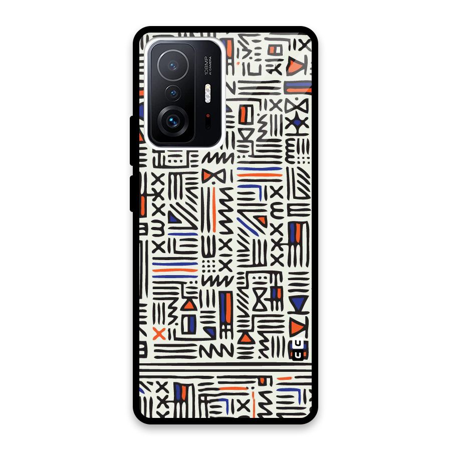 Orange Blue Number Glass Back Case for Xiaomi 11T Pro