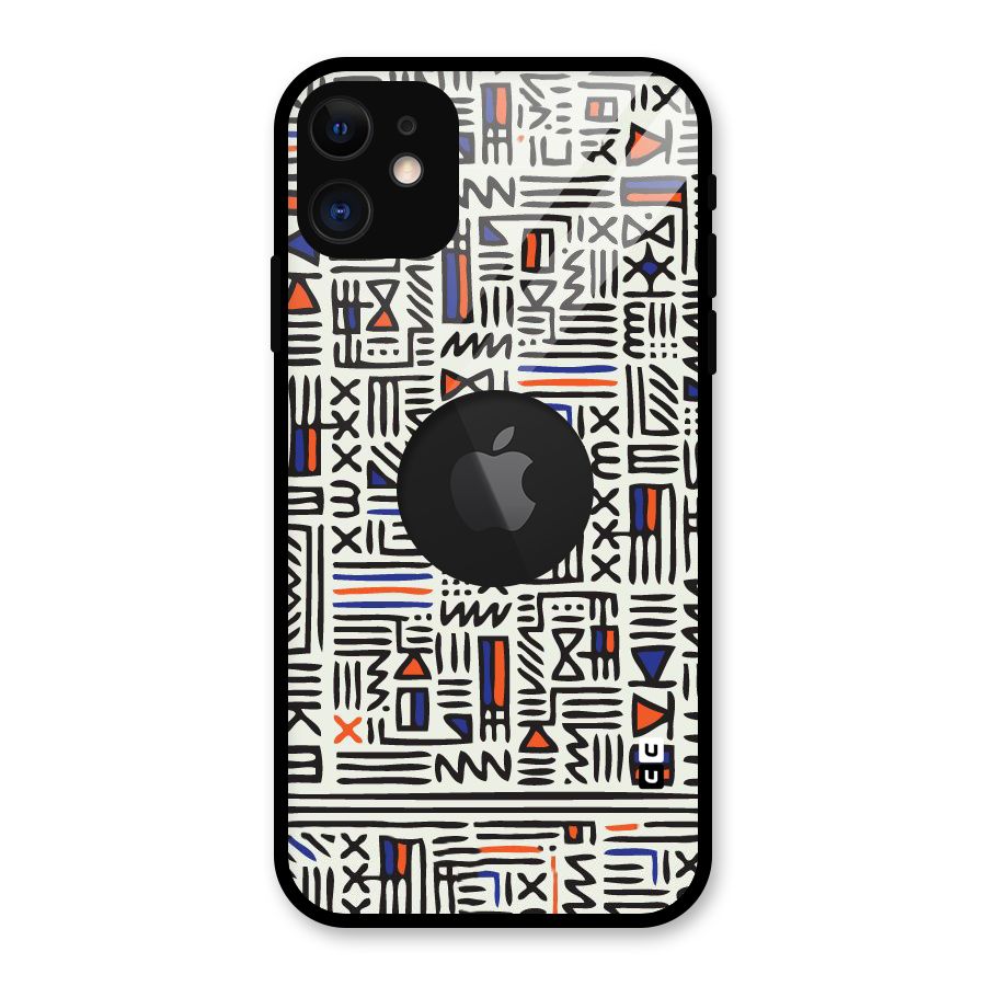Orange Blue Number Glass Back Case for iPhone 11 Logo Cut