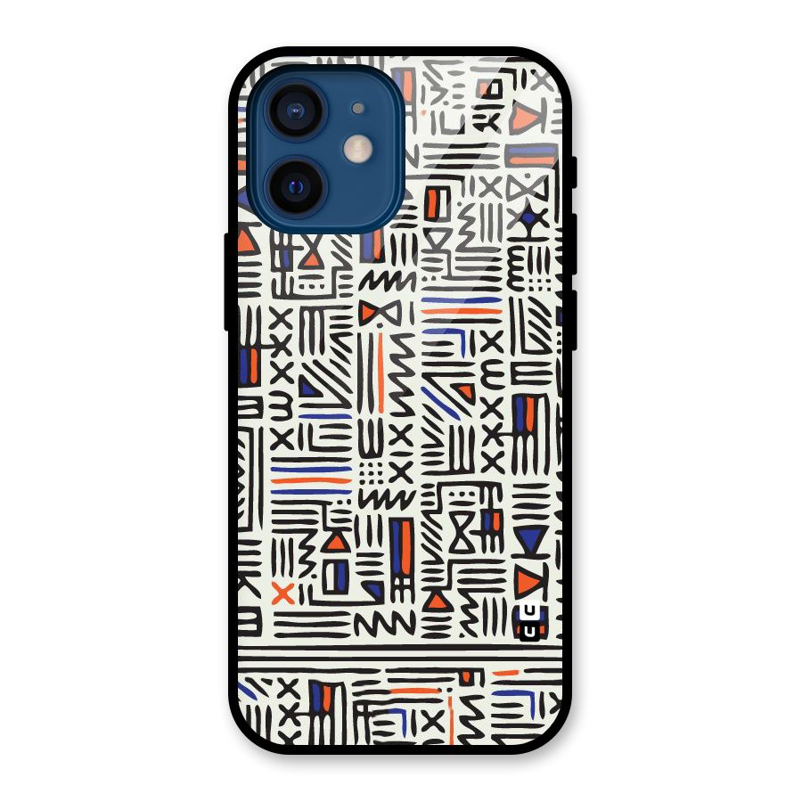 Orange Blue Number Glass Back Case for iPhone 12 Mini