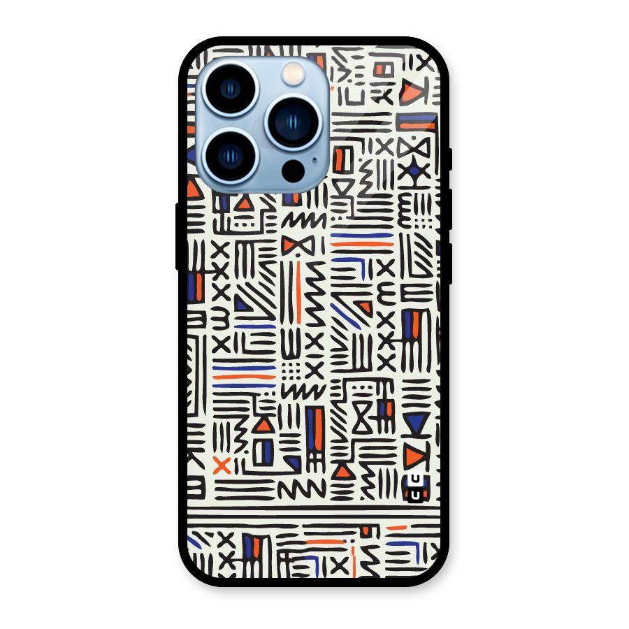 Orange Blue Number Glass Back Case for iPhone 13 Pro