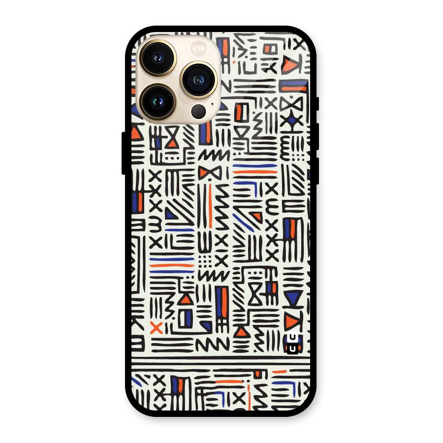 Orange Blue Number Glass Back Case for iPhone 13 Pro Max