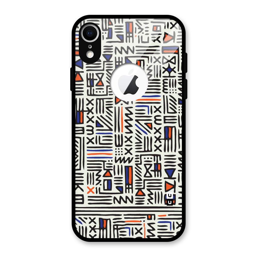 Orange Blue Number Glass Back Case for iPhone XR Logo Cut