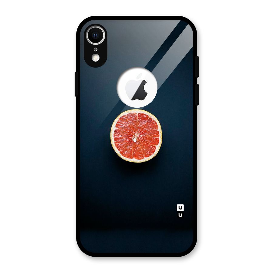 Orange Design Glass Back Case for iPhone XR Logo Cut