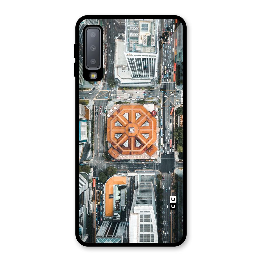 Orange Dome Glass Back Case for Galaxy A7 (2018)