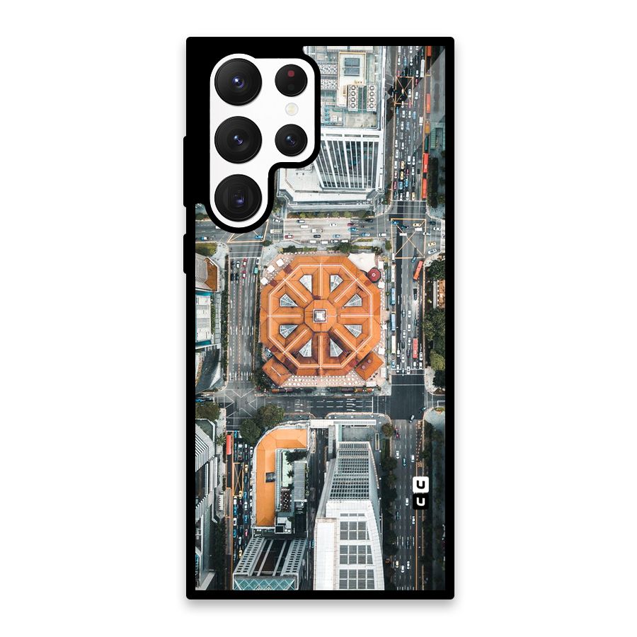 Orange Dome Glass Back Case for Galaxy S22 Ultra 5G