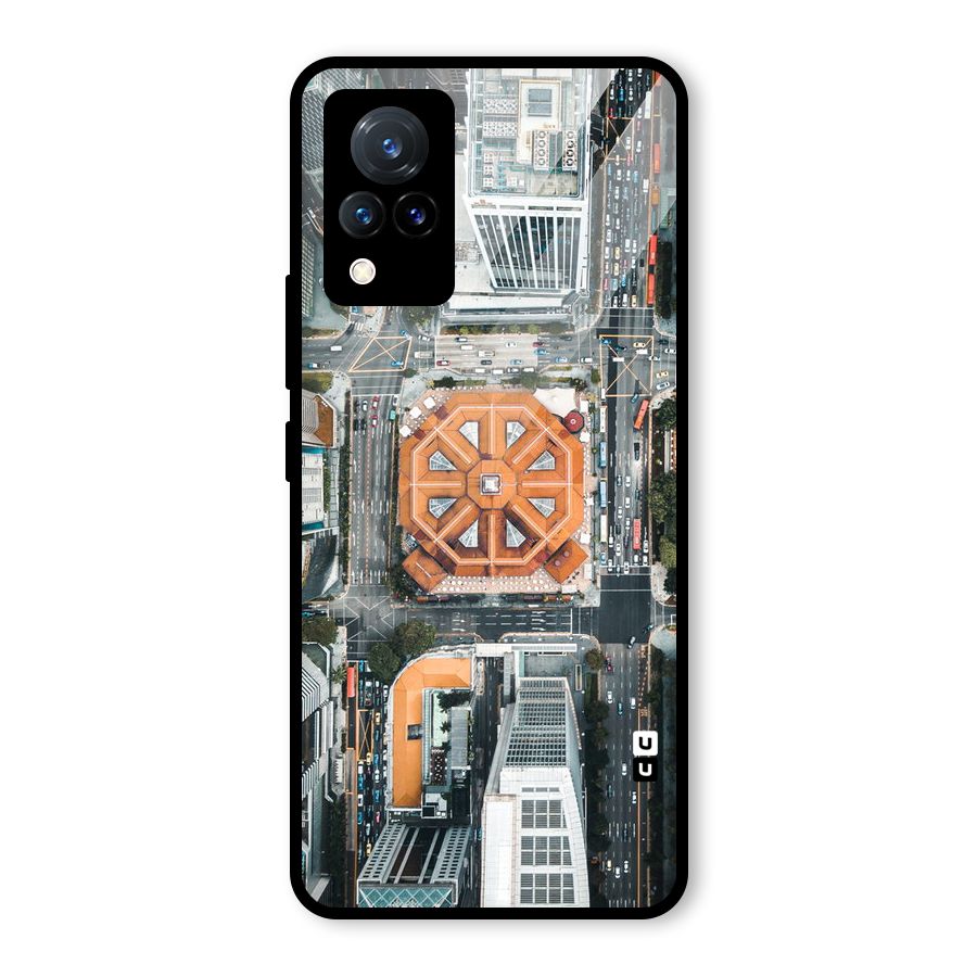 Orange Dome Glass Back Case for Vivo V21 5G