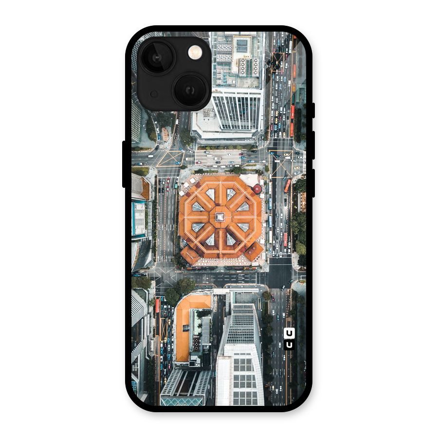 Orange Dome Glass Back Case for iPhone 13