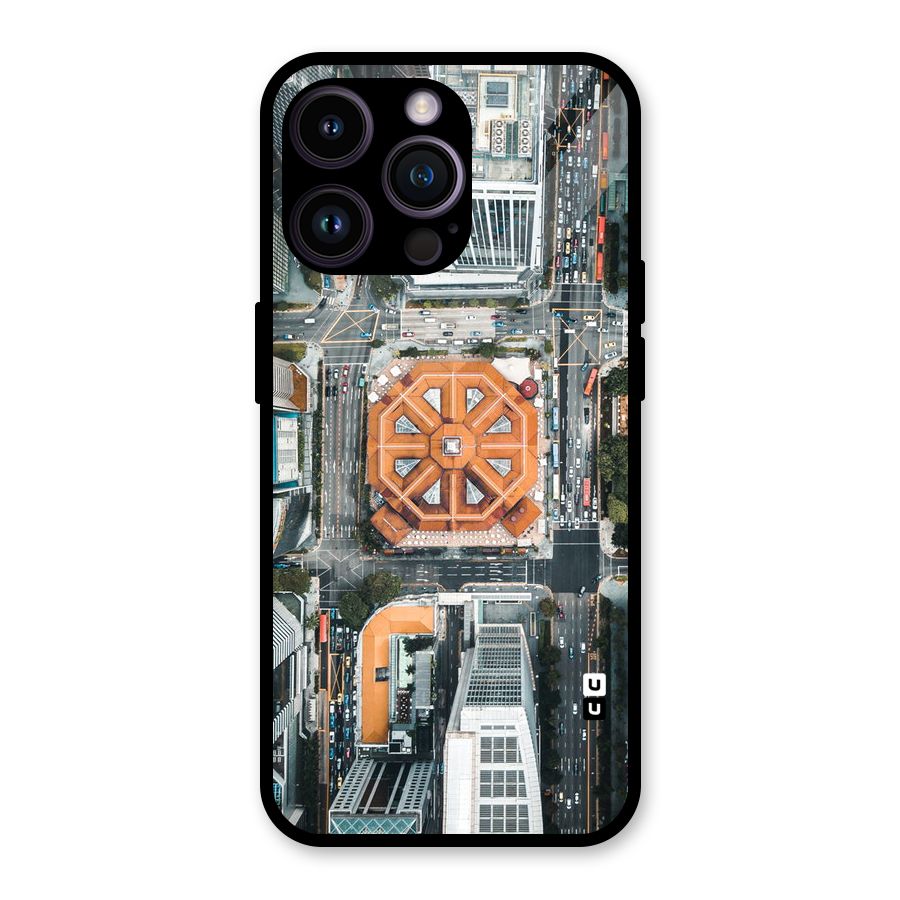 Orange Dome Glass Back Case for iPhone 14 Pro Max