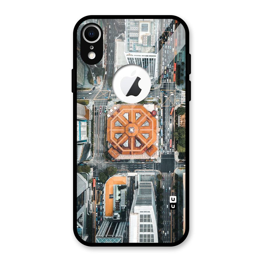 Orange Dome Glass Back Case for iPhone XR Logo Cut