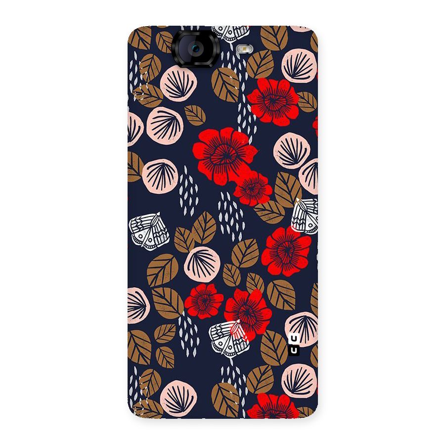 Orange Flora Back Case for Canvas Knight A350