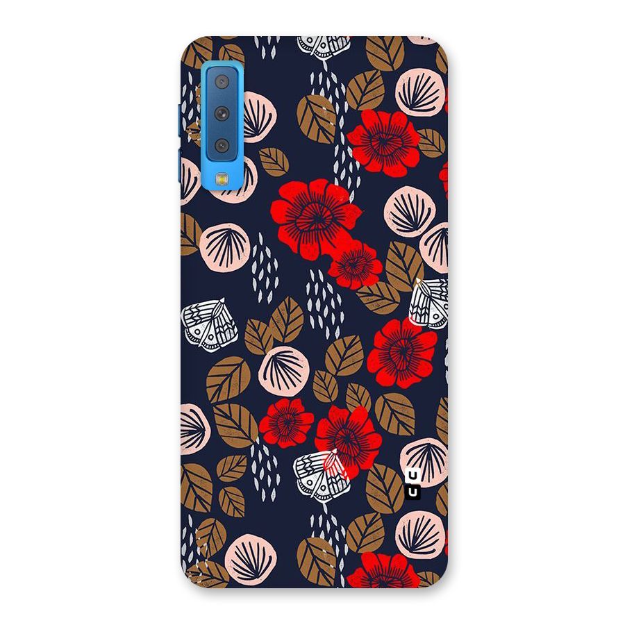 Orange Flora Back Case for Galaxy A7 (2018)