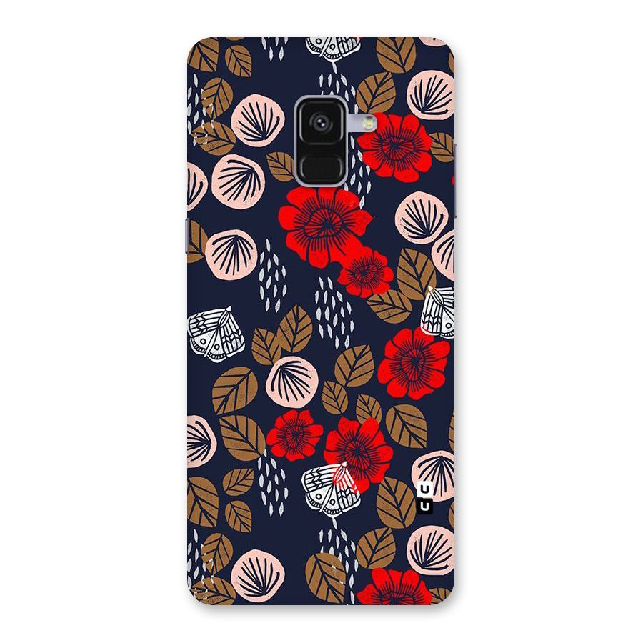 Orange Flora Back Case for Galaxy A8 Plus