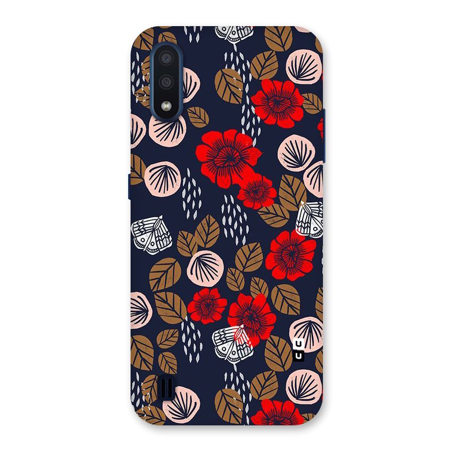 Orange Flora Back Case for Galaxy M01