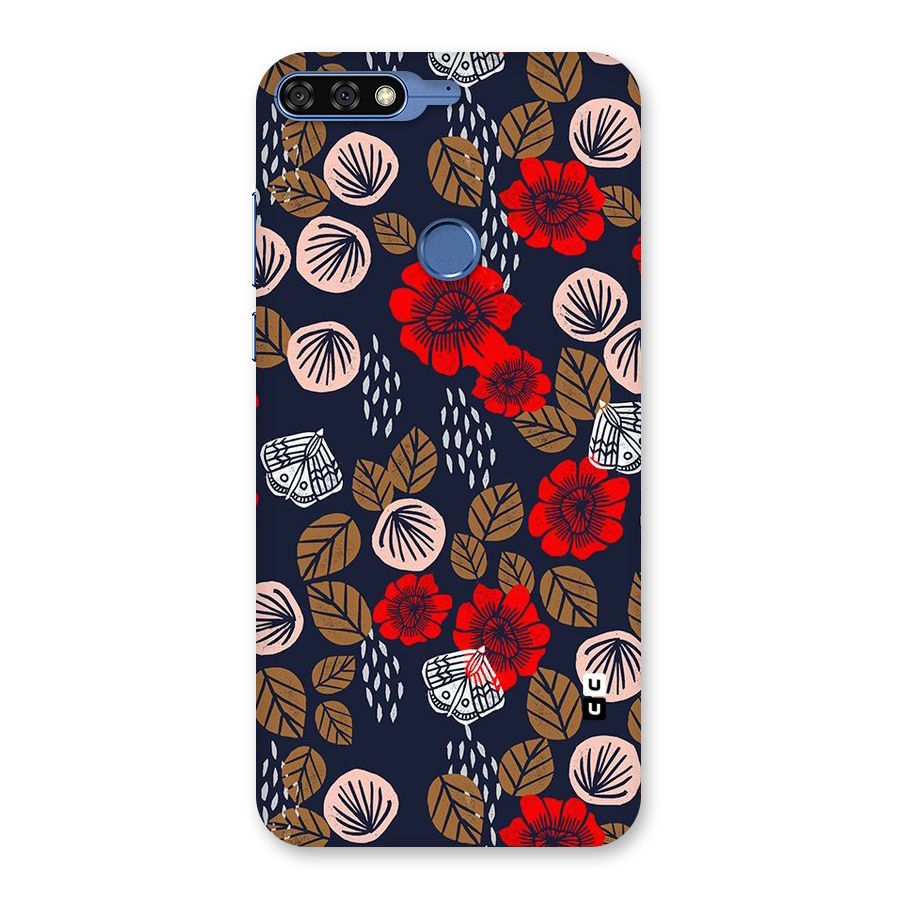 Orange Flora Back Case for Honor 7C