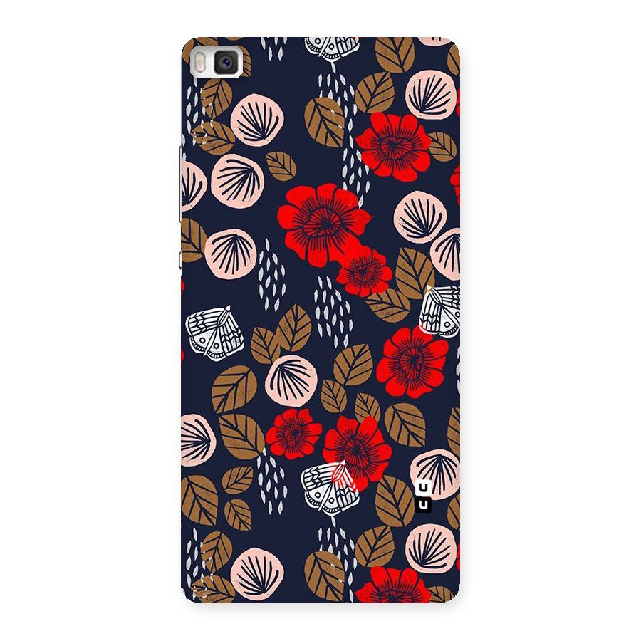 Orange Flora Back Case for Huawei P8