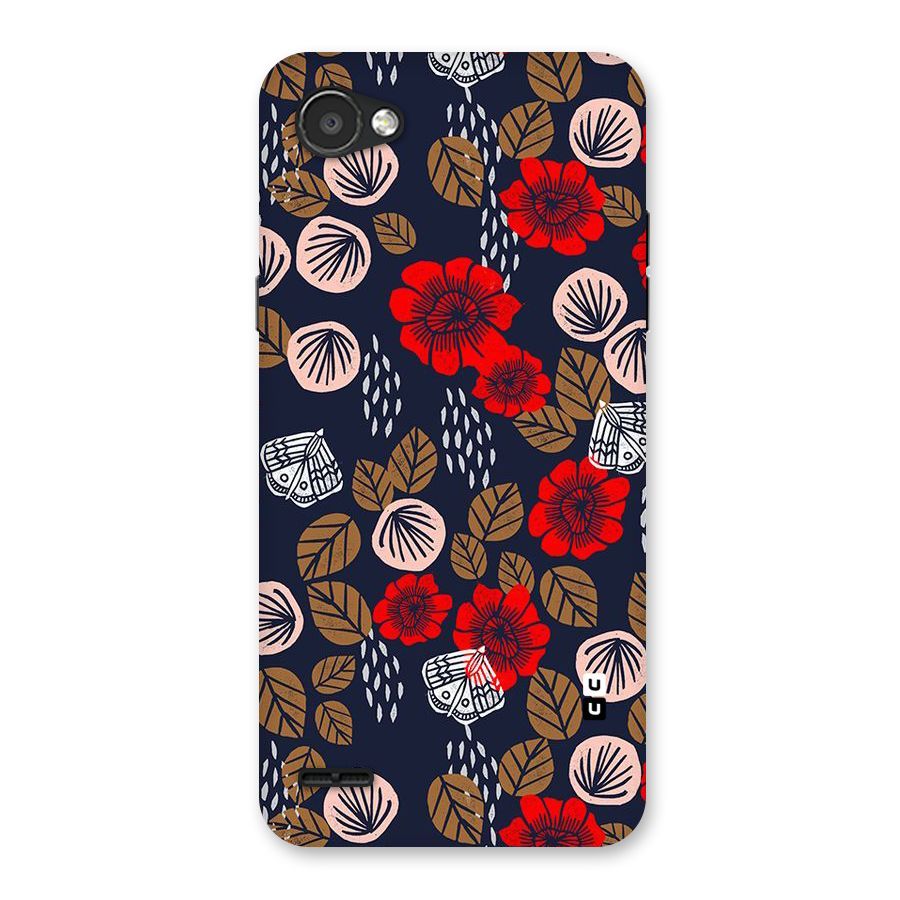 Orange Flora Back Case for LG Q6