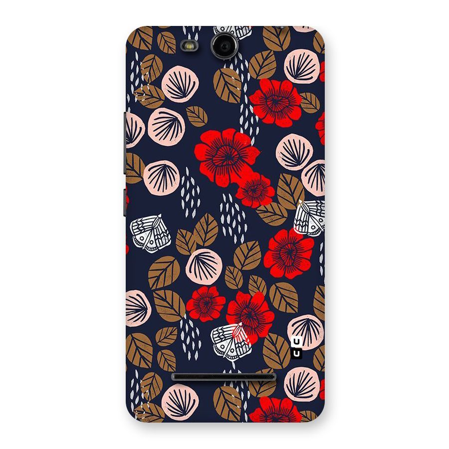 Orange Flora Back Case for Micromax Canvas Juice 3 Q392