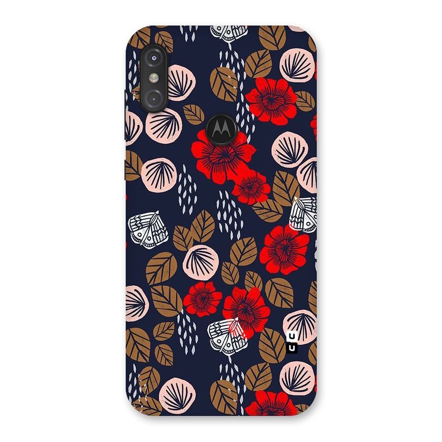 Orange Flora Back Case for Motorola One Power